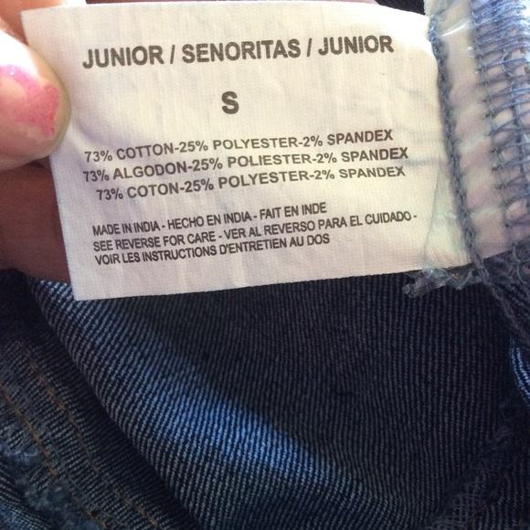 L.e.i. Dark Blue Distressed Jean Jacket Juniors Size S, NWT - Picture 11 of 16